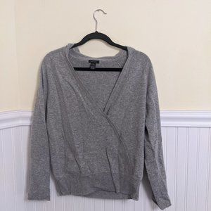 Grey Hooded Cashmere Sweater - Wrap Style